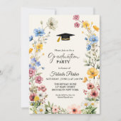野花エレガント牧草地ガーデンツイン卒業 招待状 (正面)