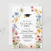 野花エレガント牧草地ガーデンツイン卒業 招待状 (正面)