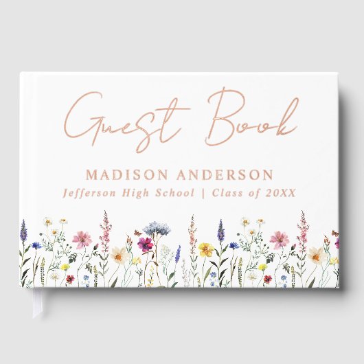 野花エレガント牧草地写真卒業パーティー ゲストブック (正面)