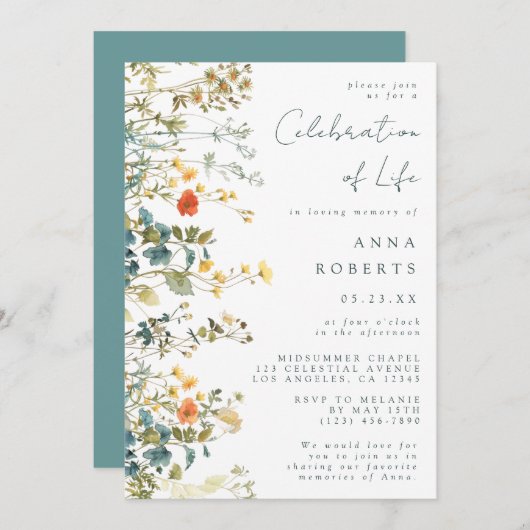 野花エレガント葬式 招待状 (正面/裏面)