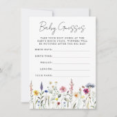 野花エレガント赤ちゃんシャワー推測用ゲームカード 招待状 (正面)