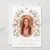 野花カラフル卒業写真 サンキューカード (正面)