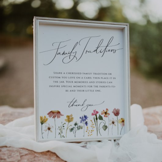 野花カラフル家の伝統サイン ポスター