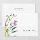 野花カラフル葬式の忌引きありがとう サンキューカード (正面/裏面)