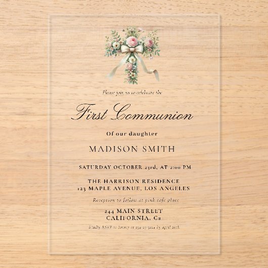 野花スタイリッシュ園最初の聖餐式 アクリル招待状 (正面)