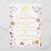 野花スタイリッシュ牧草園卒業 箔招待状 (正面)