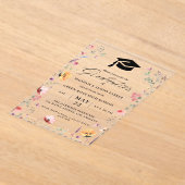 野花スタイリッシュ牧草地ガーデンツイン卒業 アクリル招待状 (レイダウン)