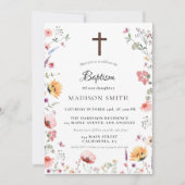 野花スタイリッシュ牧草地ガーデンバプテスマ 招待状 (正面)