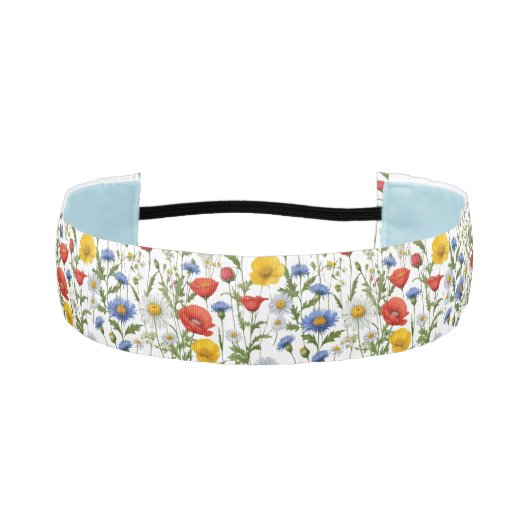 野花パターン(の模様が)あるカラフルフローラかわいらし夏 アスレチックヘッドバンド (正面)