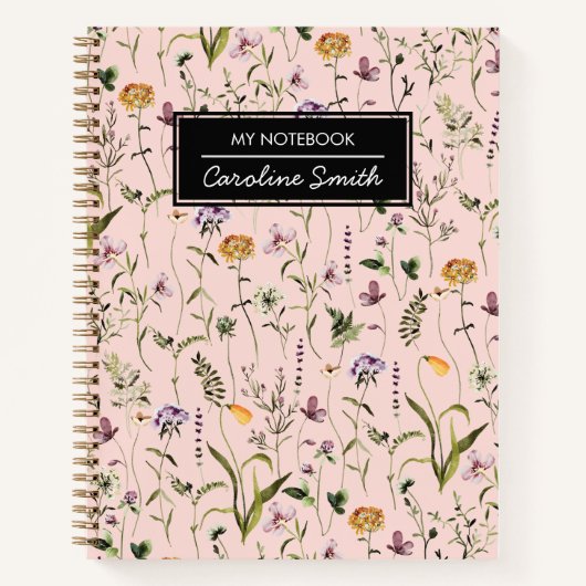野花パーソナライズされた園花柄 ノートブック (正面)