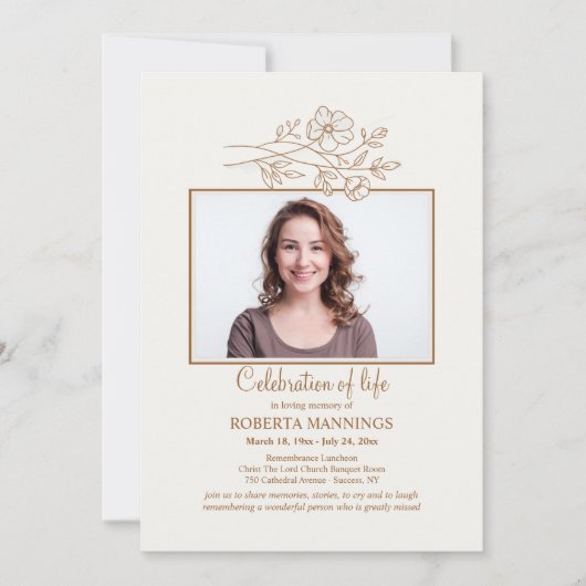 野花フォトお祝いのライフ招待状 招待状 (正面)