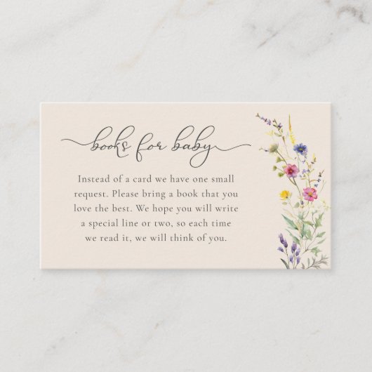 野花フローラベビー書 |赤ちゃんシャワー エンクロージャーカード (正面)