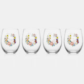 野花ブルーマッシュルーム ステムなしワイングラス (裏面)