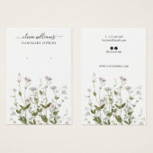 野花ミニマルイヤリングジュエリー表示カード (正面&裏面)