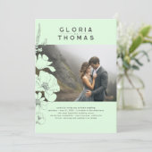 野花モダンセージ結婚グリーンの写真 招待状 (スタンド正面)