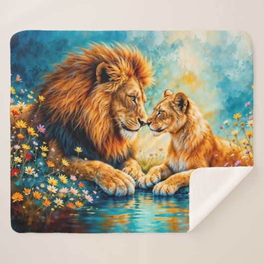 野花ライオンライオンズメドウの装飾 シェルパブランケット (正面(横))