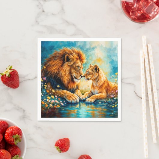 野花ライオンライオンズメドウの装飾 スタンダードカクテルナプキン (インサイチュ)