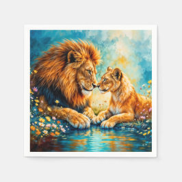 野花ライオンライオンズメドウの装飾 スタンダードカクテルナプキン