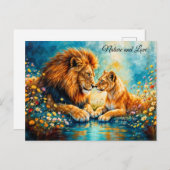 野花ライオンライオンズメドウの装飾 ポストカード (正面/裏面)