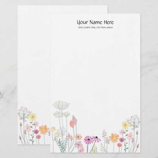 野花リネン文房具 便箋 (正面/裏面)