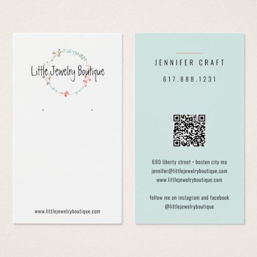 野花リースイヤリングジュエリー表示カード (正面&裏面)