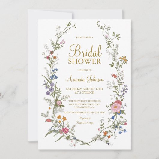 野花ワイルドフラワーズフローラブライダルシャワー 招待状 (正面)