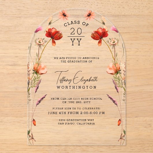 野花卒業党 アクリル招待状 (正面)