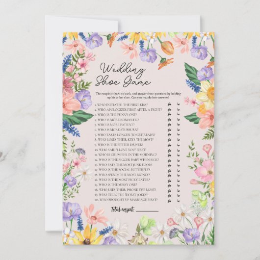 野花春の結婚式シューズゲームカード 招待状 (正面)