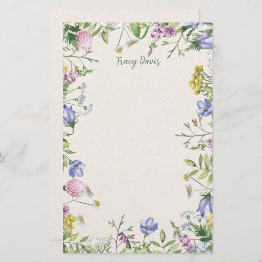 野花枠文具パーソナライズされた具 便箋 (正面/裏面)