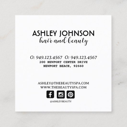 野花柄カラフル野花フローラ スクエア名刺 (裏面)