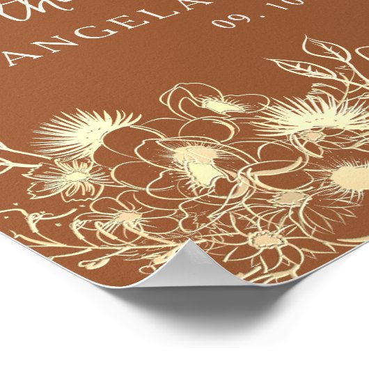 野花焼きオレンジ結婚の歓迎ポスター ポスター (角)