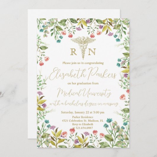 野花看護卒業会 招待状 (正面/裏面)