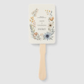 野花素朴リース庭園の結婚式プログラム ハンドファン (正面)