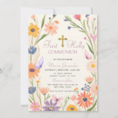野花素朴初の聖餐式を開花 招待状 (正面)