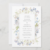 野花紫と青結婚の花 招待状 (正面)