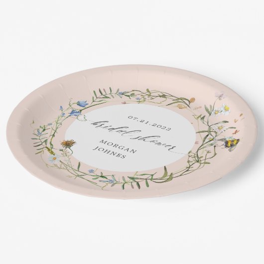 野花草地エレガントブライダルシャワー紙プラット ペーパープレート (アングル)