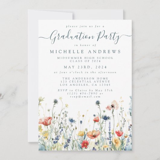 野花鮮やか卒業 招待状 (正面)