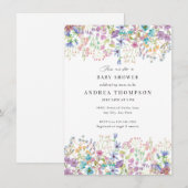 野花 |手の絵を描フローラベビーシャワー 招待状 (正面/裏面)