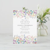 野花 |手の絵を描フローラベビーシャワー 招待状 (スタンド正面)