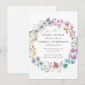 野花 |手の色彩の鮮やかフローラブライダルシャワー 招待状 (正面/裏面)