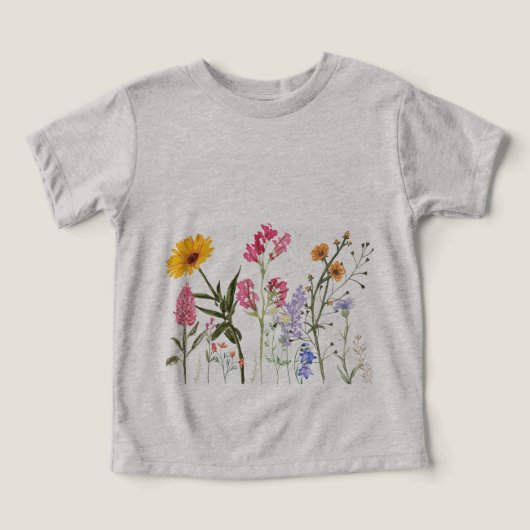 野花Tシャツ、ヴィンテージ植物系キッズティー、 (デザイン正面)