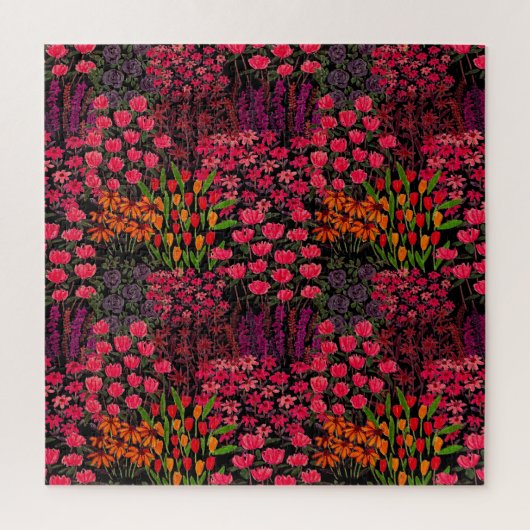 野芸術的花：手描き花柄 ジグソーパズル (縦)