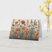 野草が畑で育つイラストレーション カード (黄色い花)