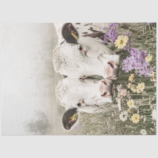 野草で白い牛を切り離す 薄葉紙 (正面)