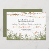 野草とぶら下がった灯りが日付カードを救う セーブザデート (正面/裏面)