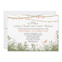 野草と弦の光の結婚式招待状