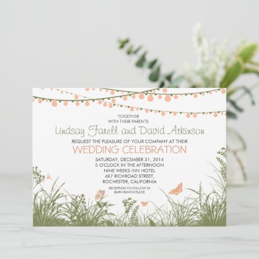 野草と弦の光の結婚式招待状 招待状 (スタンド正面)