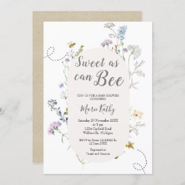 野草のベビーシャワーのようにかわいい蜂蜜 招待状