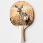 野草の中の若い鹿でにぎやかなテクスチャーのアート 卓球ラケット (正面)