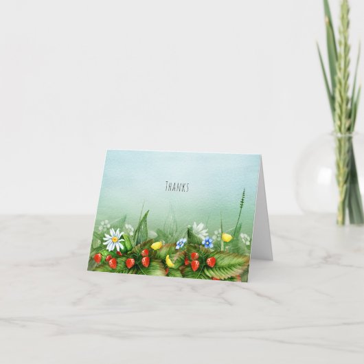 野草の中の野生のイチゴ感謝していは サンキューカード (正面)
